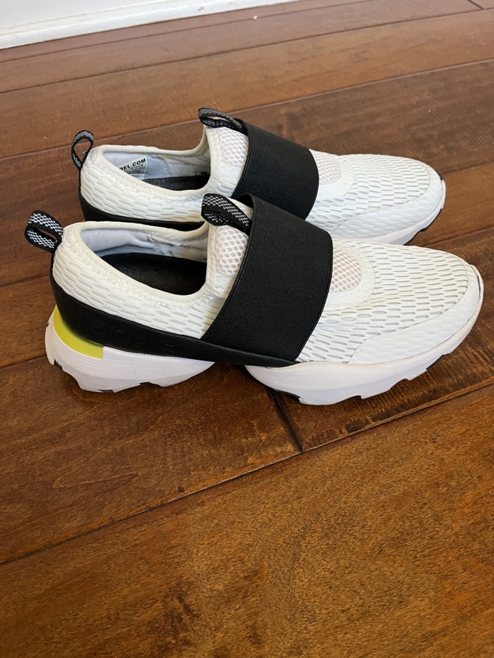 SOREL White Slip-On Athletic Sneakers with Black Strap - Picture 2 of 5